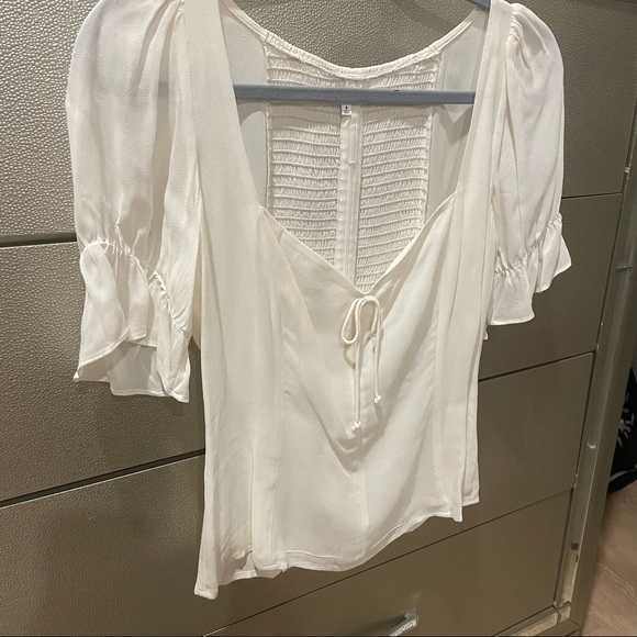 NWOT Reformation Delevan Top Blouse 8 Ivory White Medium - Picture 2 of 9